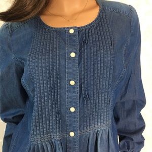 Lucky Brand Tops - Lucky Brand Denim Pintuck Peasant Blouse Lucky Brand Tops - Lucky Brand Denim Pintuck Peasant Blouse